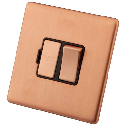 M2 Decorative Screwless 13A Switched Fused Spur Black Insert Copper