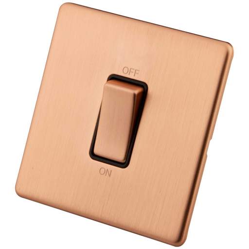 M2 Decorative Screwless 45A DP 1 Gang Switch Black Insert Copper