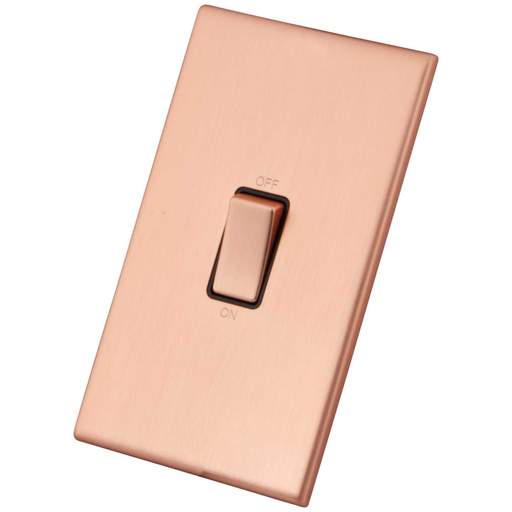 M2 Decorative Screwless 45A 2 Gang DP Switch Black Insert Copper