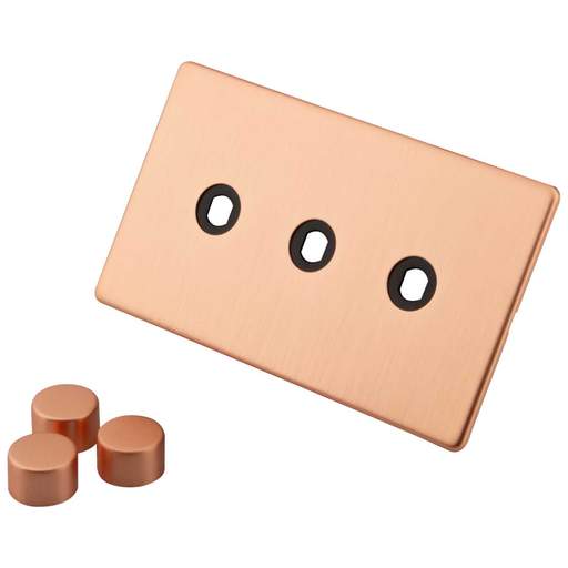 M2 Decorative Screwless 3 Gang Unfurnished Dimmer Plate Copper