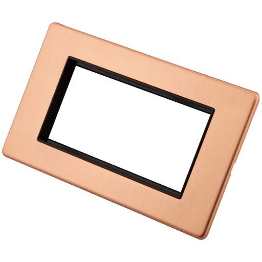M2 Decorative Screwless 2 Gang 4 Module Media Plate Black Insert Copper