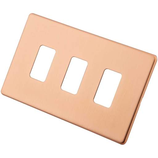 M2 Decorative Screwless 3 Gang Grid Front Plate Copper