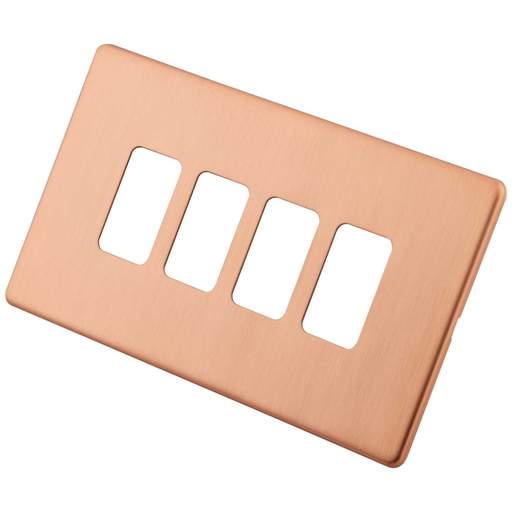 M2 Decorative Screwless 4 Gang Grid Front Plate Copper