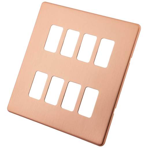 M2 Decorative Screwless 8 Gang Grid Front Plate Copper