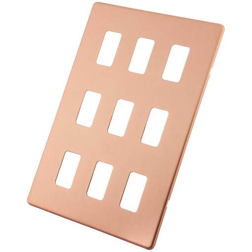 M2 Decorative Screwless 9 Gang Grid Front Plate Copper