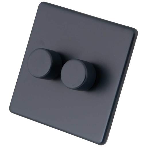 M2 Decorative Screwless 400W 2 Gang Intelligent Dimmer Granite Blue