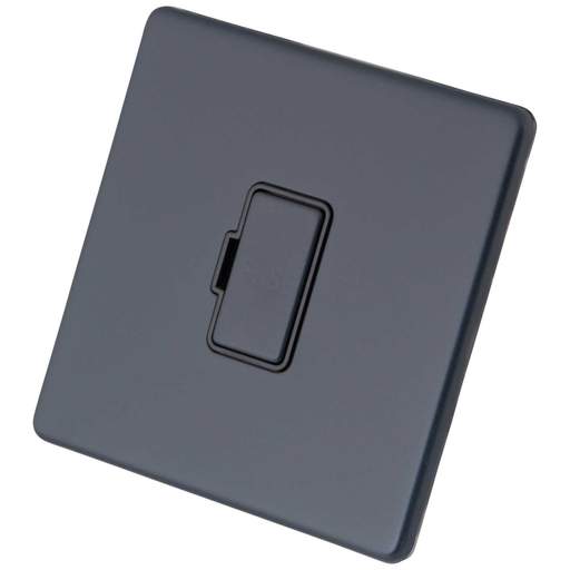 M2 Decorative Screwless 13A Unswitched Fused Spur Black Insert Granite Blue