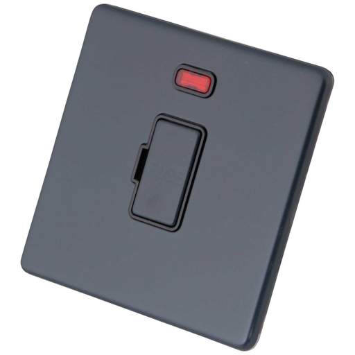 M2 Decorative Screwless 13A Unswitched Fused Spur with Neon Black Insert Granite Blue