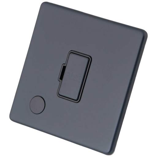 M2 Decorative Screwless 13A Unswitched Fused Spur with Flex Outlet Black Insert Granite Blue