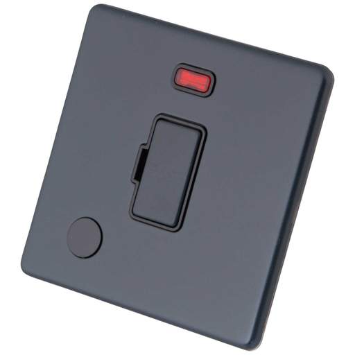 M2 Decorative Screwless 13A Unswitched Fused Spur with Neon and F/Outlet Black Insert Granite Blue