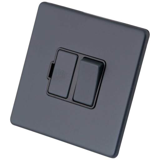 M2 Decorative Screwless 13A Switched Fused Spur Black Insert Granite Blue