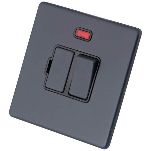 M2 Decorative Screwless 13A Switched Fused Spur with Neon Black Insert Granite Blue