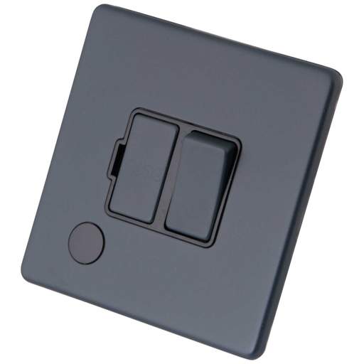 M2 Decorative Screwless 13A Switched Fused Spur with Flex Outlet Black Insert Granite Blue
