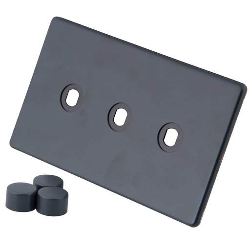 M2 Decorative Screwless 3 Gang Unfurnished Dimmer Plate Granite Blue