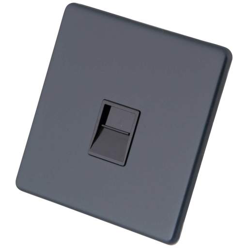 M2 Decorative Screwless 1 Gang Secondary Telephone Black Insert Granite Blue