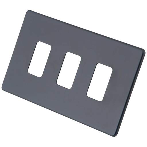 M2 Decorative Screwless 3 Gang Grid Front Plate Granite Blue