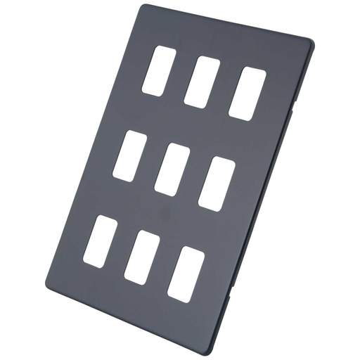 M2 Decorative Screwless 9 Gang Grid Front Plate Granite Blue