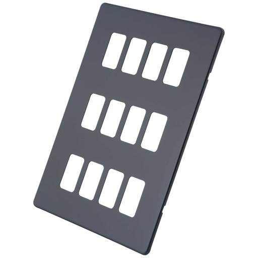 M2 Decorative Screwless 12 Gang Grid Front Plate Granite Blue
