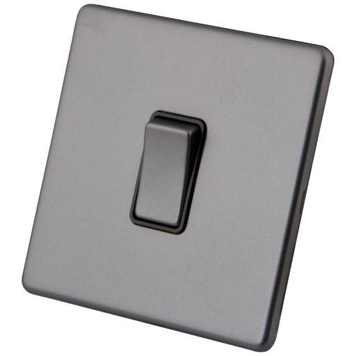 M2 Decorative Screwless 10A 1 Gang 2 Way Light Switch Black Insert Gunmetal