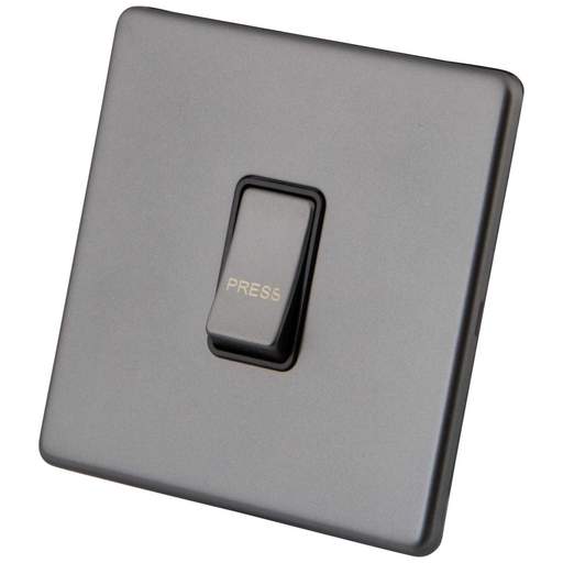 M2 Decorative Screwless 10A 1 Gang Retractive Switch Black Insert Gunmetal