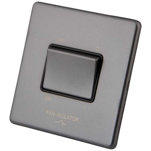 M2 Decorative Screwless 6A Triple Pole Fan Isolator Black Insert Gunmetal