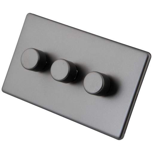 M2 Decorative Screwless 400W 3 Gang Intelligent Dimmer Gunmetal