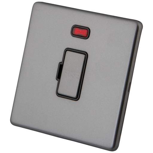 M2 Decorative Screwless 13A Unswitched Fused Spur with Neon Black Insert Gunmetal