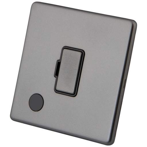 M2 Decorative Screwless 13A Unswitched Fused Spur with Flex Outlet Black Insert Gunmetal