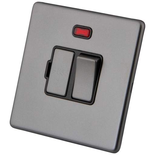 M2 Decorative Screwless 13A Switched Fused Spur with Neon Black Insert Gunmetal