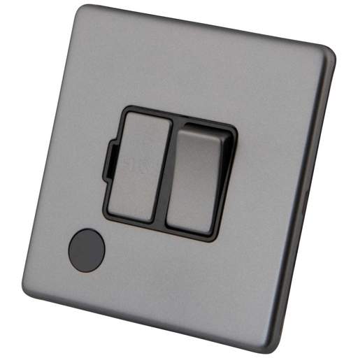 M2 Decorative Screwless 13A Switched Fused Spur with Flex Outlet Black Insert Gunmetal