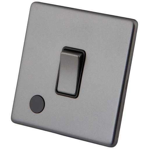 M2 Decorative Screwless 20A DP Switch with Flex Outlet Black Insert Gunmetal