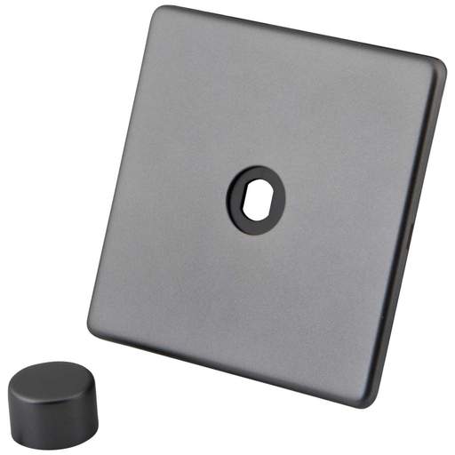 M2 Decorative Screwless 1 Gang Unfurnished Dimmer Plate and Knobs Gunmetal