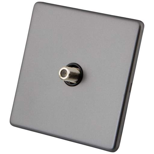 M2 Decorative Screwless 1 Gang Satellite Socket Black Insert Gunmetal