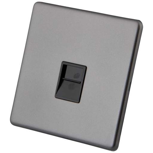 M2 Decorative Screwless 1 Gang CAT5E Socket Black Insert Gunmetal