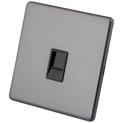 M2 Decorative Screwless 1 Gang RJ11 Telephone Outlet Black Insert Gunmetal