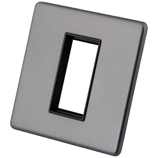 M2 Decorative Screwless 1 Gang 1 Module Media Plate Black Insert Gunmetal