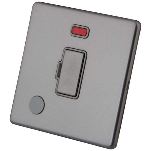 M2 Decorative Screwless 13A Unswitched Fused Spur with Neon and F/Outlet Grey Insert Gunmetal