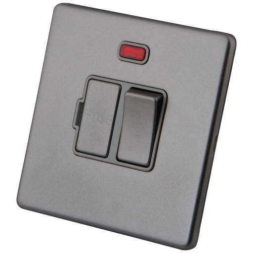 M2 Decorative Screwless 13A Switched Fused Spur with Neon Grey Insert Gunmetal