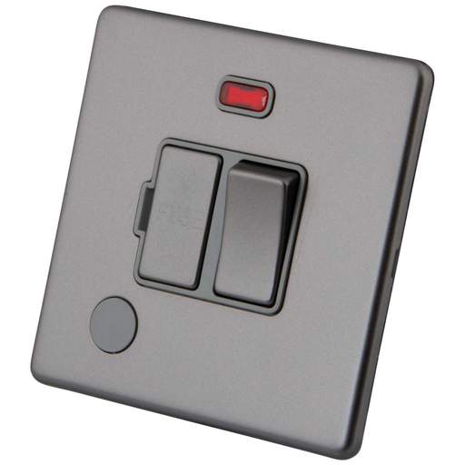 M2 Decorative Screwless 13A Switched Fused Spur with Neon and F/Outlet Grey Insert Gunmetal