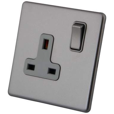 M2 Decorative Screwless 13A 1 Gang DP Switched Socket Grey Insert ...