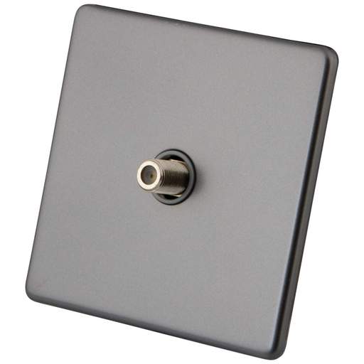 M2 Decorative Screwless 1 Gang Satellite Socket Grey Insert Gunmetal