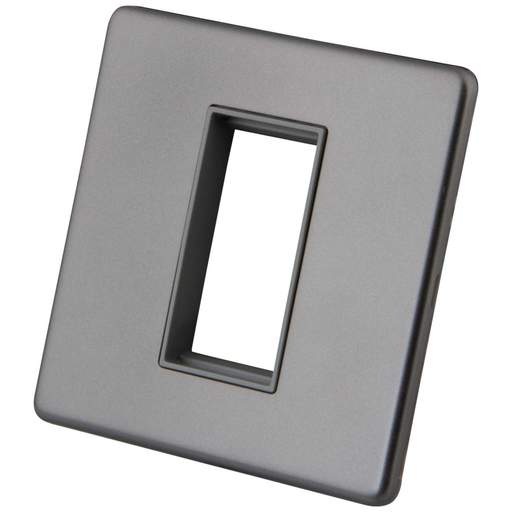 M2 Decorative Screwless 1 Gang 1 Module Media Plate Grey Insert Gunmetal