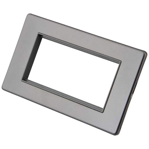 M2 Decorative Screwless 2 Gang 4 Module Media Plate Grey Insert Gunmetal