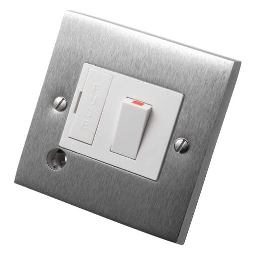 Heritage Brass 13A Switched Fused Spur with Flex Outlet White Insert Satin Chrome