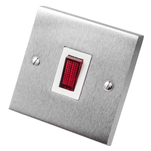 Heritage Brass 20A DP Switch with Neon White Insert Satin Chrome