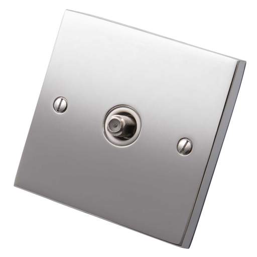 Heritage Brass 1 Gang Satellite Socket White Insert Polished Chrome