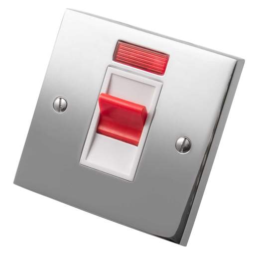 Heritage Brass 45A DP 1 Gang Switch White Insert Polished Chrome