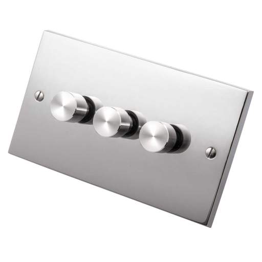 Heritage Brass 400W 3 Gang 2 Way Dimmer Polished Chrome