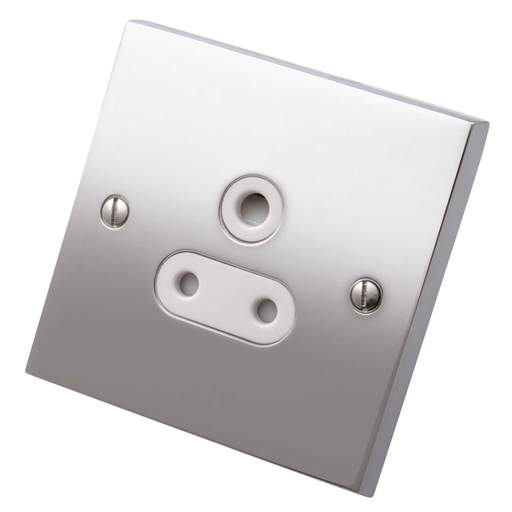 Heritage Brass 5A 1 Gang Single Unswitched Socket White Insert Polished Chrome