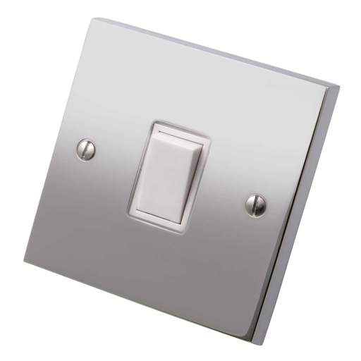 Heritage Brass 6A 1 Gang Intermediate Switch White Insert Polished Chrome